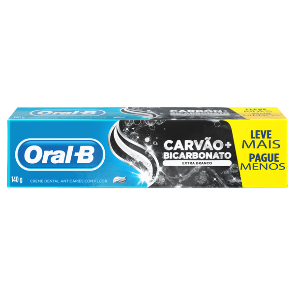 CREME DENTAL ORAL B 140G EXTRA BRANCO BICARBONATO/CARVÃO