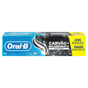 CREME DENTAL ORAL B 140G EXTRA BRANCO BICARBONATO/CARVÃO