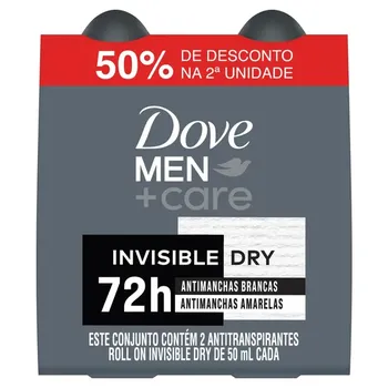 DESODORANTE DOVE ROLL ON 50ML C/2 50% DESC. INVISIBLE DRY
