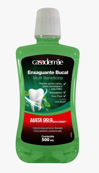 ENXAGUANTE BUCAL CASA DE MÃE 500ML HORTELÃ C/ÁLCOOL