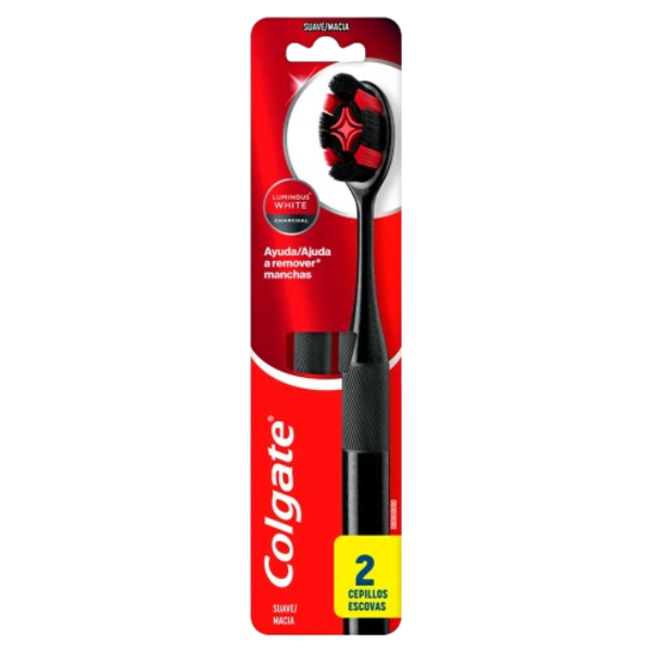 ESCOVA DENTAL COLGATE LUMINOUS WHITE CHARCOAL C/2