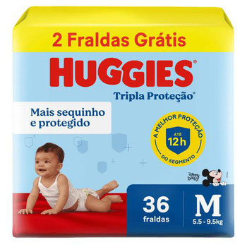 FRALDA HUGGIES TRIPLA PROT MEGUINHA M C/36