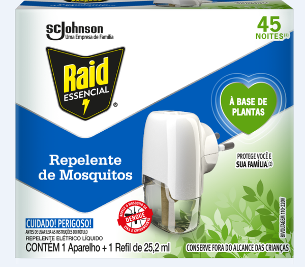 INSETICIDA RAID ELÉCTRICO 45N APARELHO BASE PLANTAS