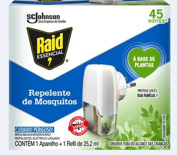 INSETICIDA RAID ELÉCTRICO 45N APARELHO BASE PLANTAS