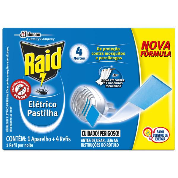 REPELENTE RAID ELÉTRICO APARELHO C/4 PASTILHA