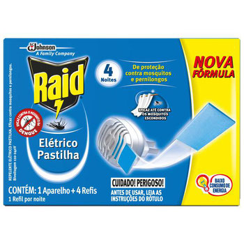 REPELENTE RAID ELÉTRICO APARELHO C/4 PASTILHA