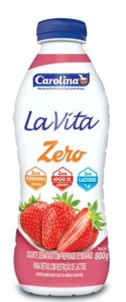 IOGURTE CAROLINA LA VITA 800G ZERO MORANGO