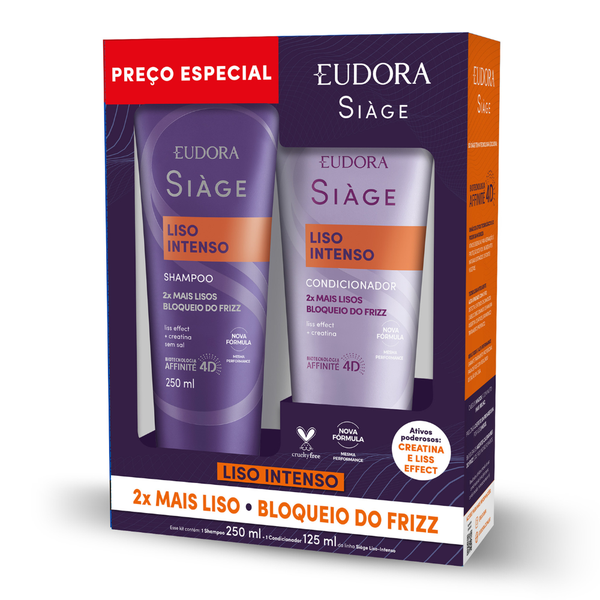 KIT EUDORA SIAGE SHAMPOO 250ML +CONDICIONADOR 125ML LISO INTENSO
