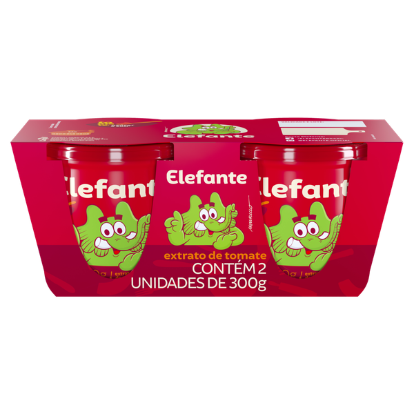 KIT EXTRATO TOMATE ELEFANTE 300G C/2 PT TRADICIONAL