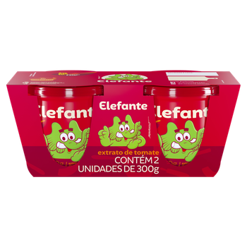 KIT EXTRATO TOMATE ELEFANTE 300G C/2 PT TRADICIONAL