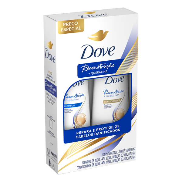 KIT SHAMPOO DOVE 350ML + CONDICIONADOR 175ML RECONSTRUÇÃO