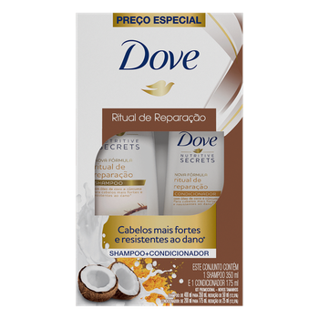 KIT SHAMPOO DOVE 350ML + CONDICIONADOR 175ML RITUAL DE REPARAÇÃO