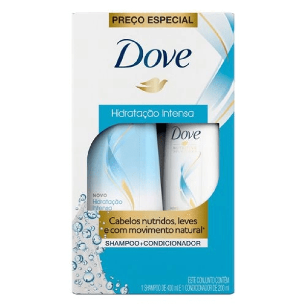 KIT SHAMPOO DOVE 400ML + CONDICIONADOR 200ML HIDRATAÇÃO VITAMINA A & E