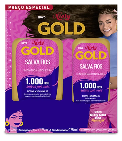 KIT SHAMPOO E CONDICIONADOR NIELY GOLD SALVA FIOS