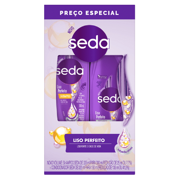 KIT SHAMPOO SEDA 300ML +CONDICIONADOR 190ML LISO PERFEITO