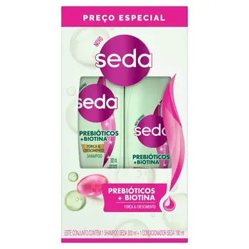 KIT SHAMPOO SEDA 300ML +CONDICIONADOR 190ML PREBIÓTICOS+BIOTINA