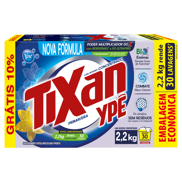 LAVA ROUPAS TIXAN PÓ 2,2KG CX 10% GRÁTIS PRIMAVERA