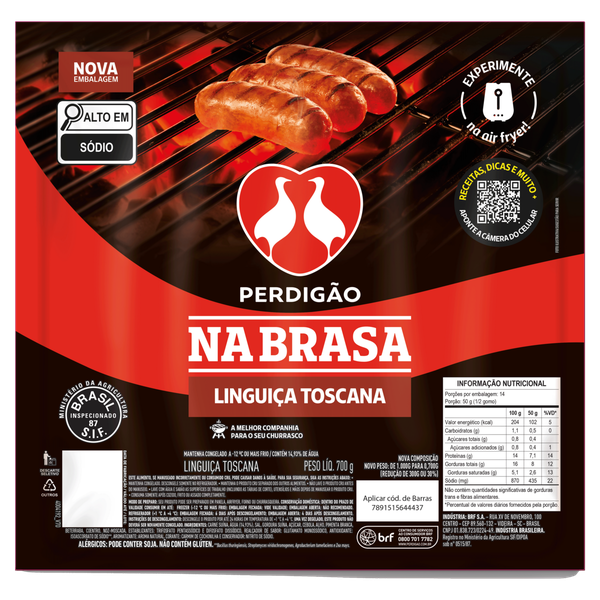 LINGUIÇA PERDIGÃO NA BRASA 700G TOSCANA TRADICIONAL