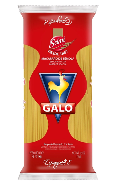 MACARRÃO GALO 1KG SÊMOLA ESPAGUETE 8