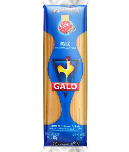 MACARRÃO GALO 500G SEMOLADO ESPAGUETE 8