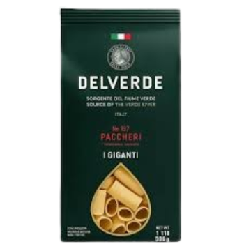 MACARRÃO ITALIANO DELVERDE 500G GRANO DURO PACCHERI