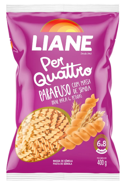 MACARRÃO LIANE 400G SEMOLA PER QUATTRO PARAFUSO