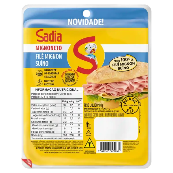 MIGNONETO SADIA 180G FILÉ MIGNON SUÍNO
