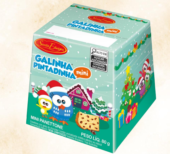 MINI PANETTONE SANTA EDIWIGES 80G GOTAS CHOCOLATE GALINHA PINTADINHA