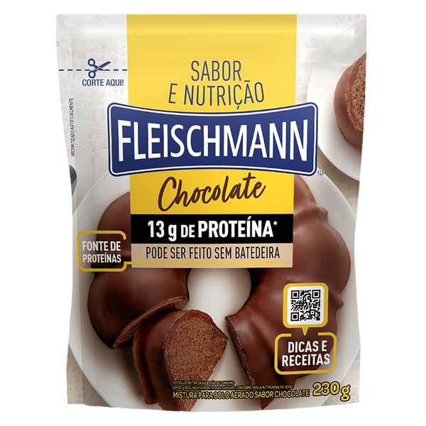 MISTURA PARA BOLO FLEISCHMANN 230G CHOCOLATE 13G DE PROTEÍNA