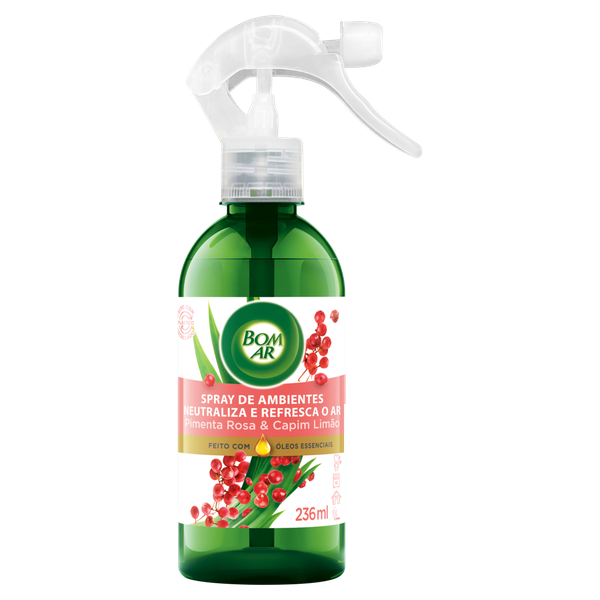 NEUTRALIZADOR ODORES BOM AR 236ML PIMENTA ROSA/CAPIM LIMÃO