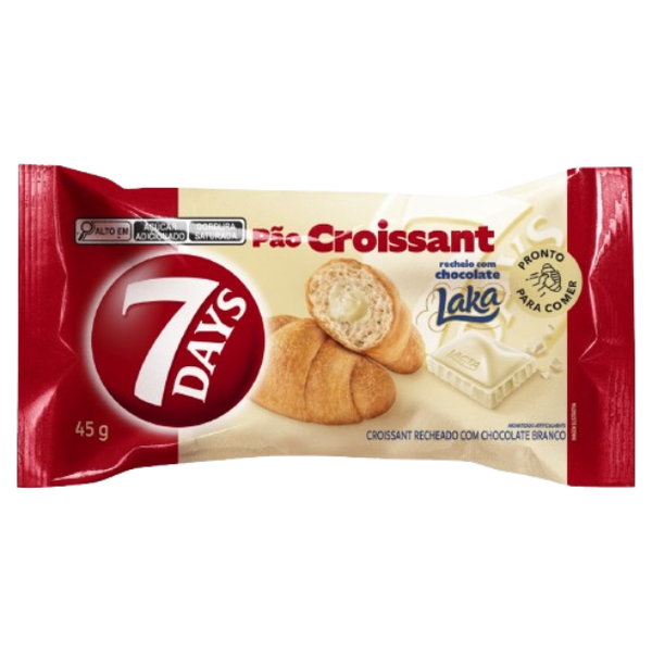 PÃO CROISSANT RECHEADO 45G CHOCOLATE BRANCO LAKA