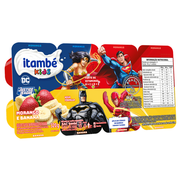 PETIT SUISSE ITAMBÉ 320G MORANGO/BANANA