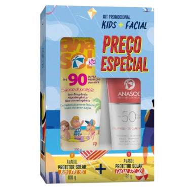 PROTETOR SOLAR ANASOL FPS50 FACIAL 60G + KIDS FPS90