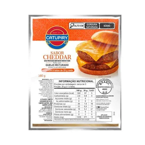 QUEIJO CHEDDAR CATUPIRY 160G FATIADO
