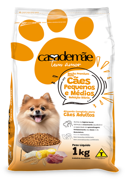RAÇÃO CASA DE MÃE 1KG CÃO RAÇAS PEQUENA MEDIA