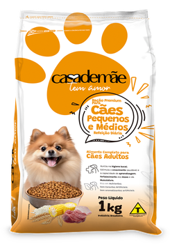 RAÇÃO CASA DE MÃE 1KG CÃO RAÇAS PEQUENA MEDIA