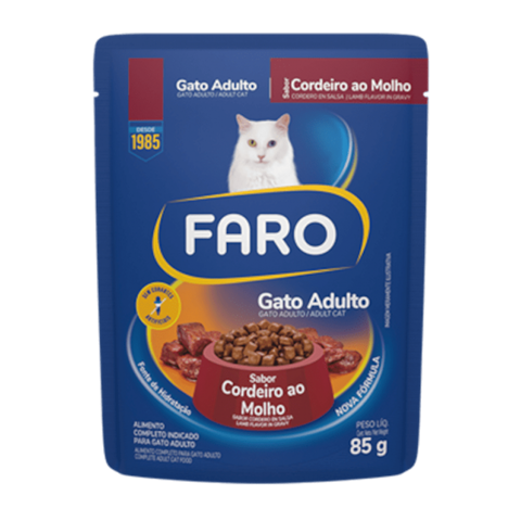 RAÇÃO FARO 85G SC GATO ADULTO CORDEIRO