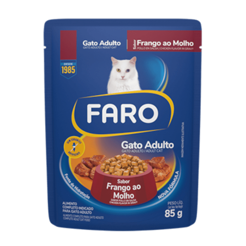 RAÇÃO FARO 85G SC GATO ADULTO FRANGO