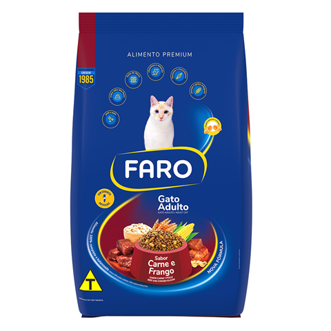 RAÇÃO FARO 900G GATO ADULTO CARNE/FRANGO