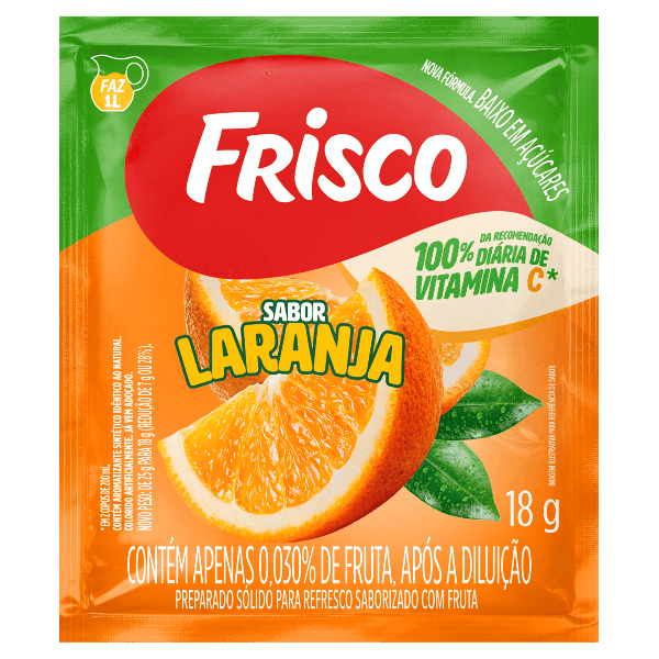 REFRESCO EM PÓ FRISCO 18G LARANJA