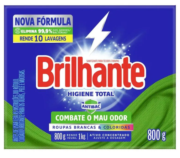LAVA ROUPAS BRILHANTE PÓ 800G HIGIENE TOTAL ANTIBAC
