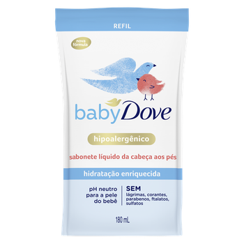 SABONETE LÍQUIDO DOVE BABY 180ML REFIL HIDRATAÇÃO ENRIQUECIDA
