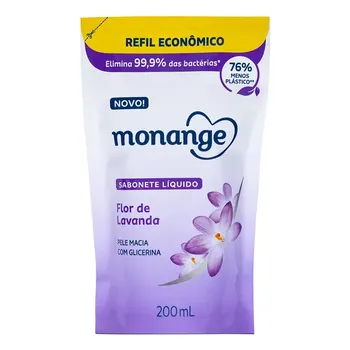 SABONETE LÍQUIDO MONANGE 240ML REFIL FLOR LAVANDA