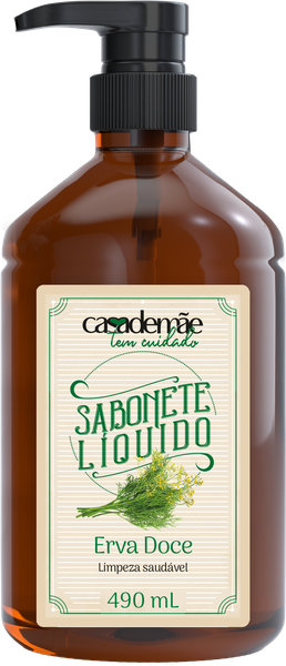 SABONETE LIQUIDO CASA DE MÃE 490ML PUMP ERVA DOCE