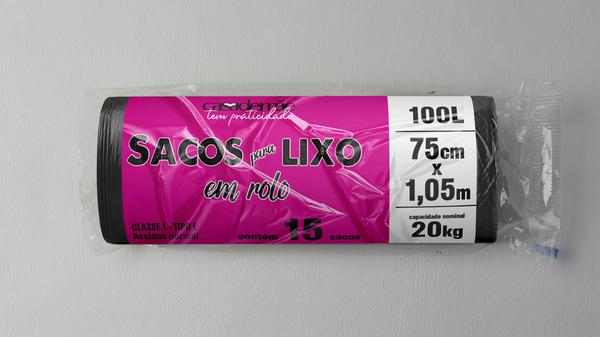 SACO LIXO CASA DE MÃE ROLO 100L C/15