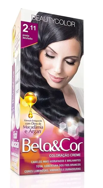 TINTURA BELA&COR MINI KIT 2.11 PRETO AZULADO