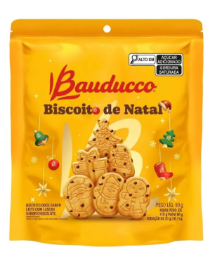 BISCOITO BAUDUCCO NATALINO 90G LEITE C/ GOTAS