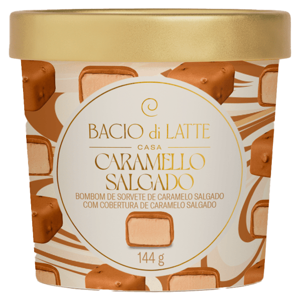 BOMBOM DE SORVETE BACIO DI LATTE 144G CARAM.SALGADO