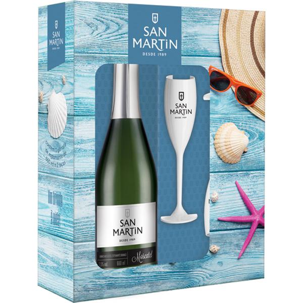 KIT ESPUMANTE SAN MARTIN 660ML MOSCATEL+2 TACAS