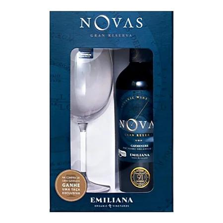 KIT VINHO CHILENO EMILIANA NOVAS 750ML TT + TACA